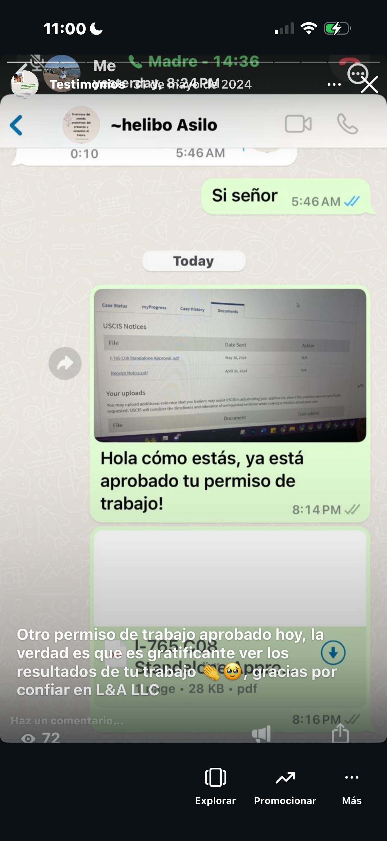 Permiso de trabajo aprobado · Asilo